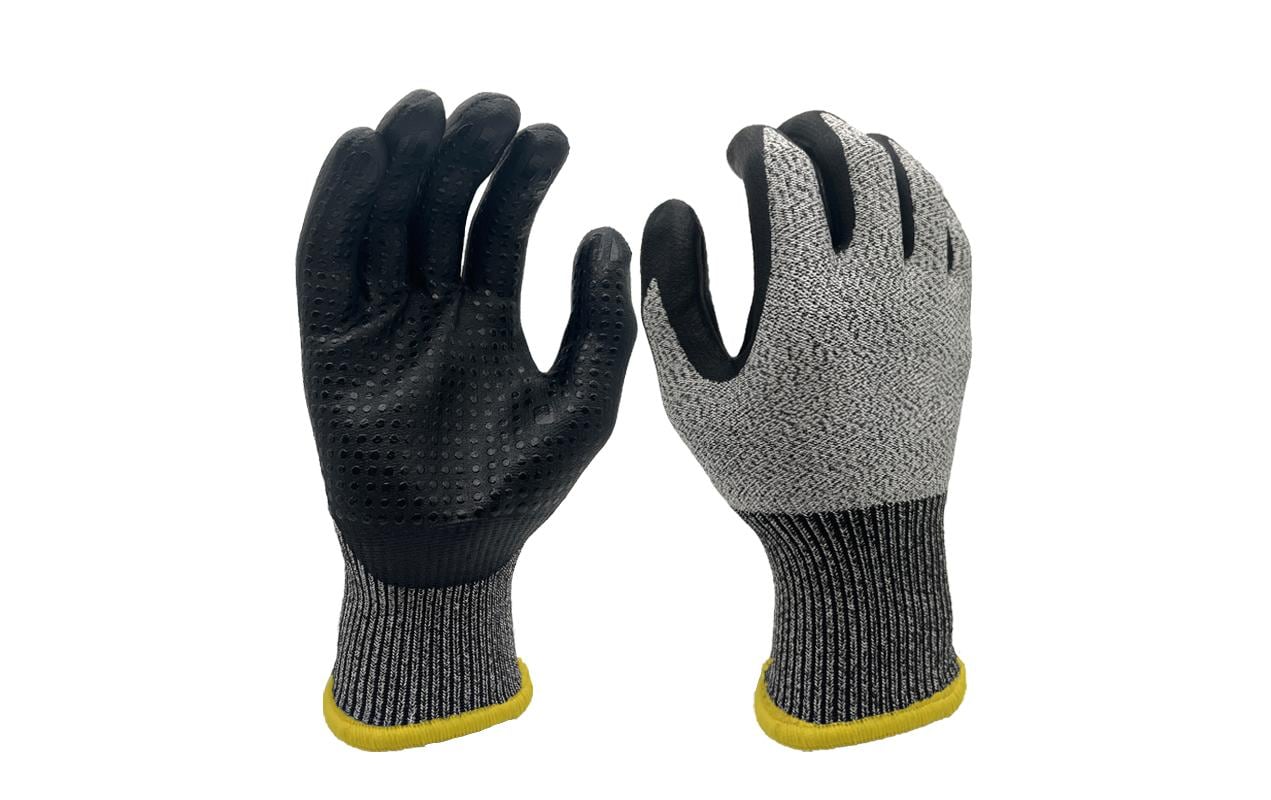 FTM – Schnittschutzhandschuhe – M – Klasse C, Nylon, Nitril, Glasfaser, Polyethylen (PE) – Grau/Schwarz