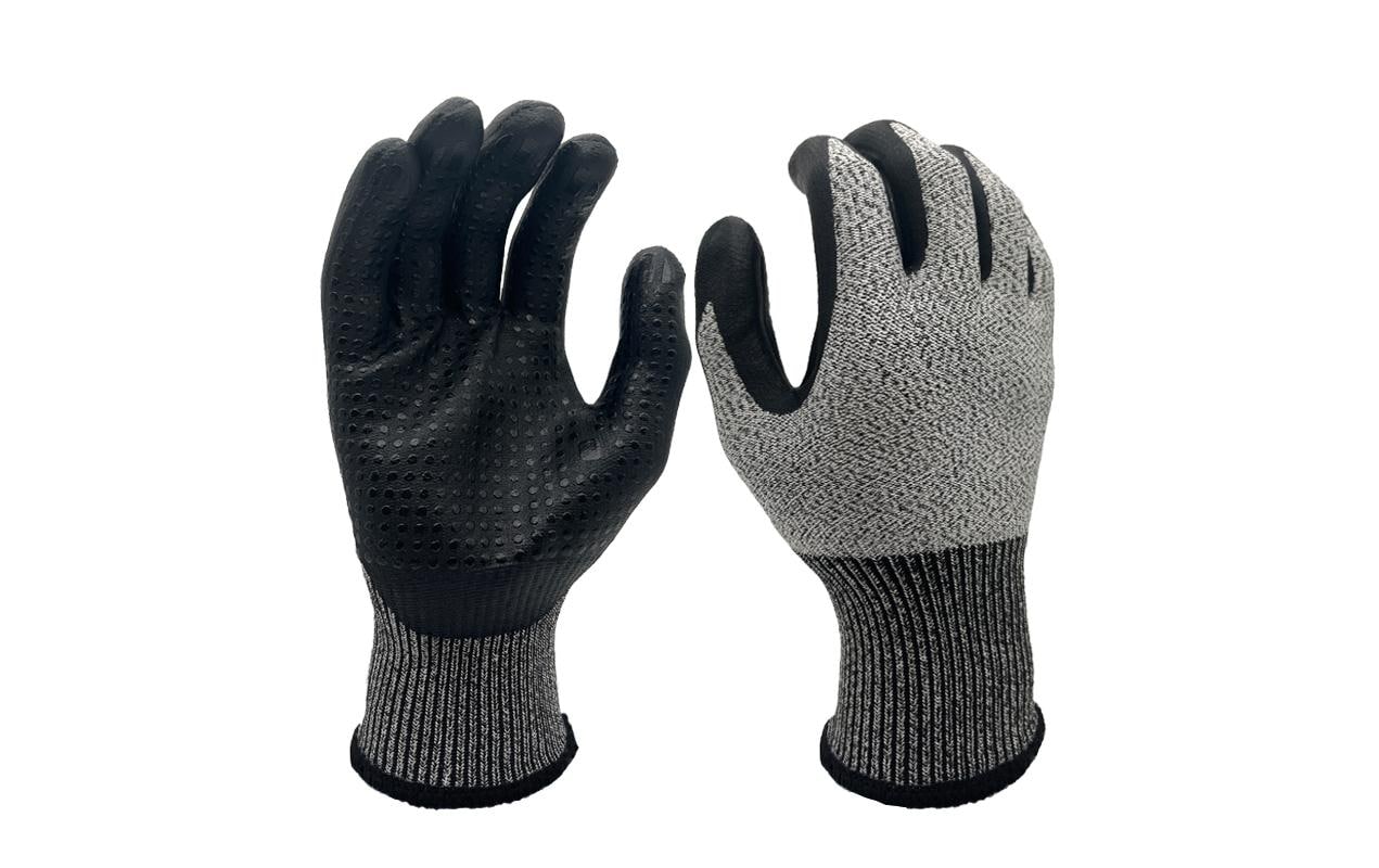 Ftm Schnittschutzhandschuhe – Grösse XL – Glasfaser, Nitril, Nylon, PE, Grau/Schwarz, reissfest, ölabweisend