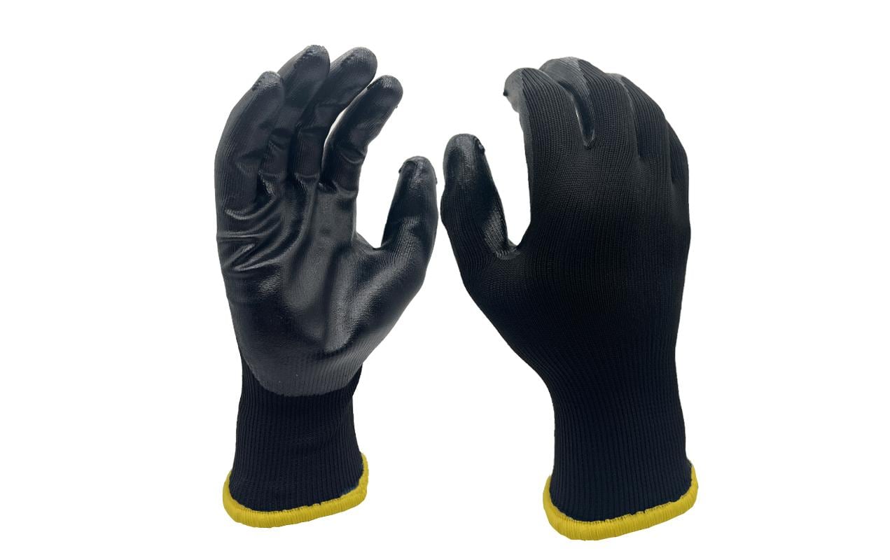 FTM – Arbeitshandschuhe – M – Nitril/Polyester, Schwarz, Ölabweisend, Reissfest
