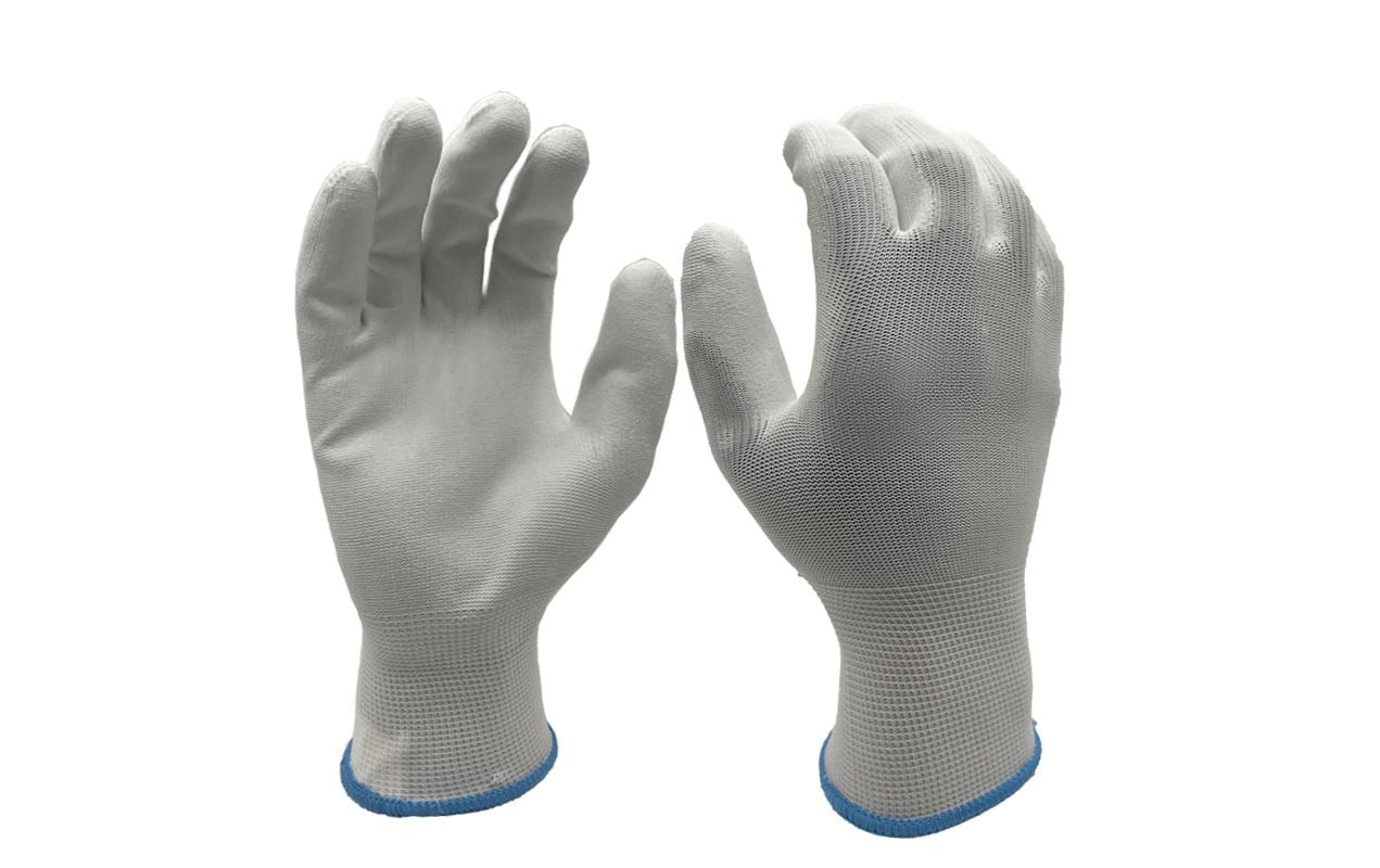 FTM – Arbeitshandschuhe – L – Polyester, PU-Beschichtung an der Unterseite, Weiss, Reissfest