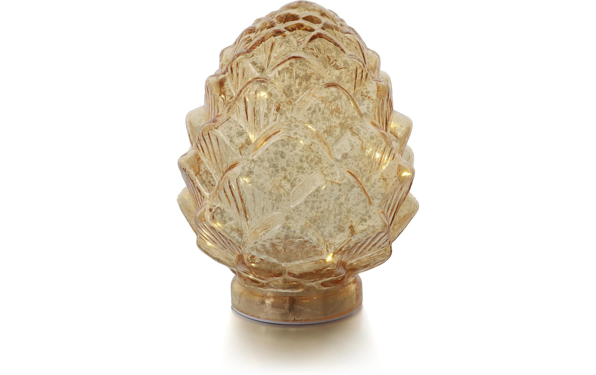 Balthasar Tischleuchte PINE – Ø 14,5 × 18 cm, warmweiss, batteriebetrieben, gold