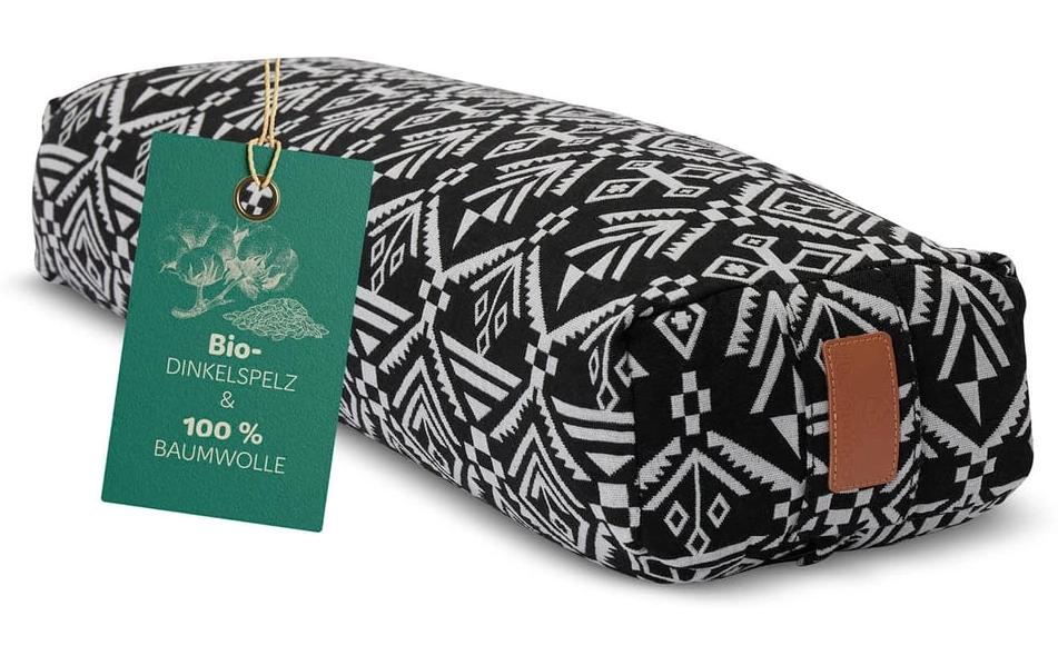 DoYourYoga Paravati Rechteck Kissen – 22 × 67 × 13 cm, Baumwolle, Schwarz-Weiss