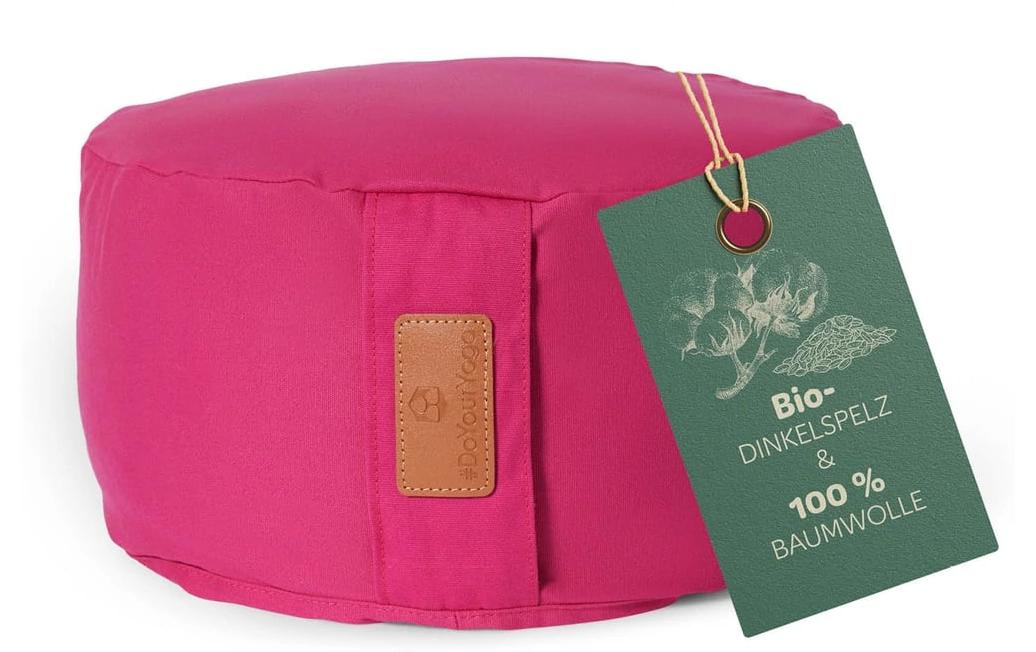 DoYourYoga Vishnu Zylinder Sitzkissen – 30 × 30 × 15 cm, Baumwolle, Pink
