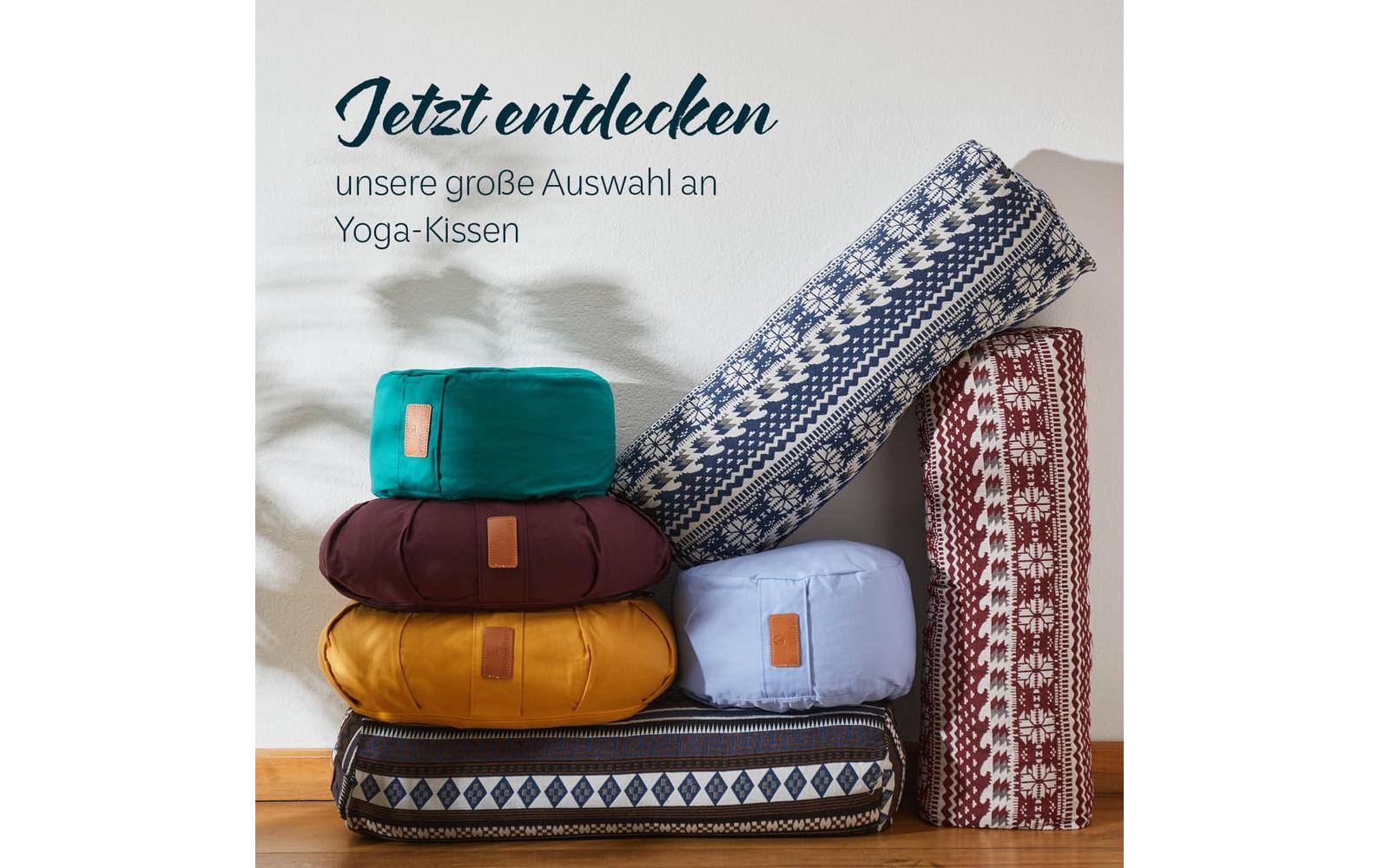 DoYourYoga Vishnu Yogabolster Sitzkissen – 30 × 30 × 15 cm, Baumwolle, Blau/Weiss