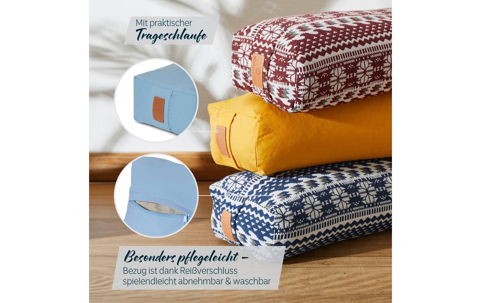 DoYourYoga Paravati Yogabolster Rechteck – 67 × 22 × 13 cm, Baumwolle, Hellblau