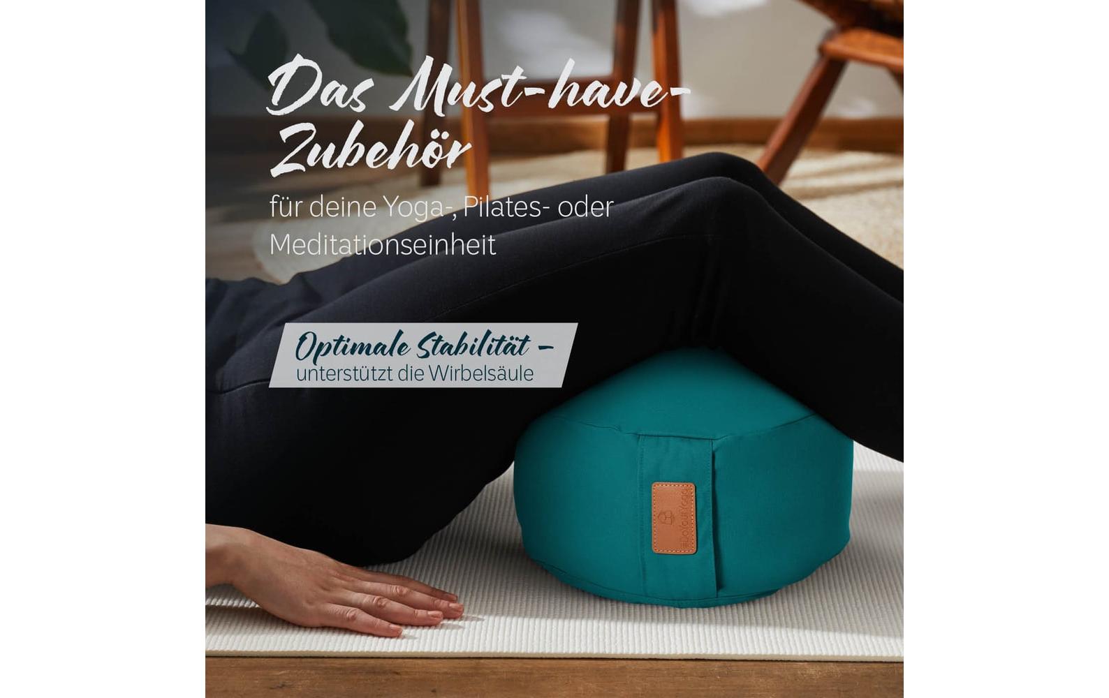 DoYourYoga Vishnu Zylinder Sitzkissen – 30,0 × 30,0 × 15,0 cm, Baumwolle, Dunkelgrün