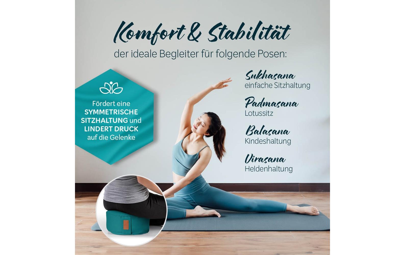 DoYourYoga Vishnu Zylinder Sitzkissen – 30,0 × 30,0 × 15,0 cm, Baumwolle, Dunkelgrün