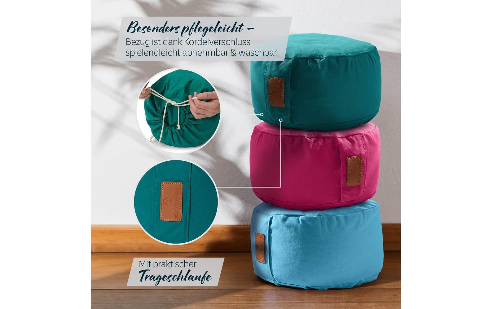 DoYourYoga Vishnu Zylinder Sitzkissen – 30,0 × 30,0 × 15,0 cm, Baumwolle, Dunkelgrün