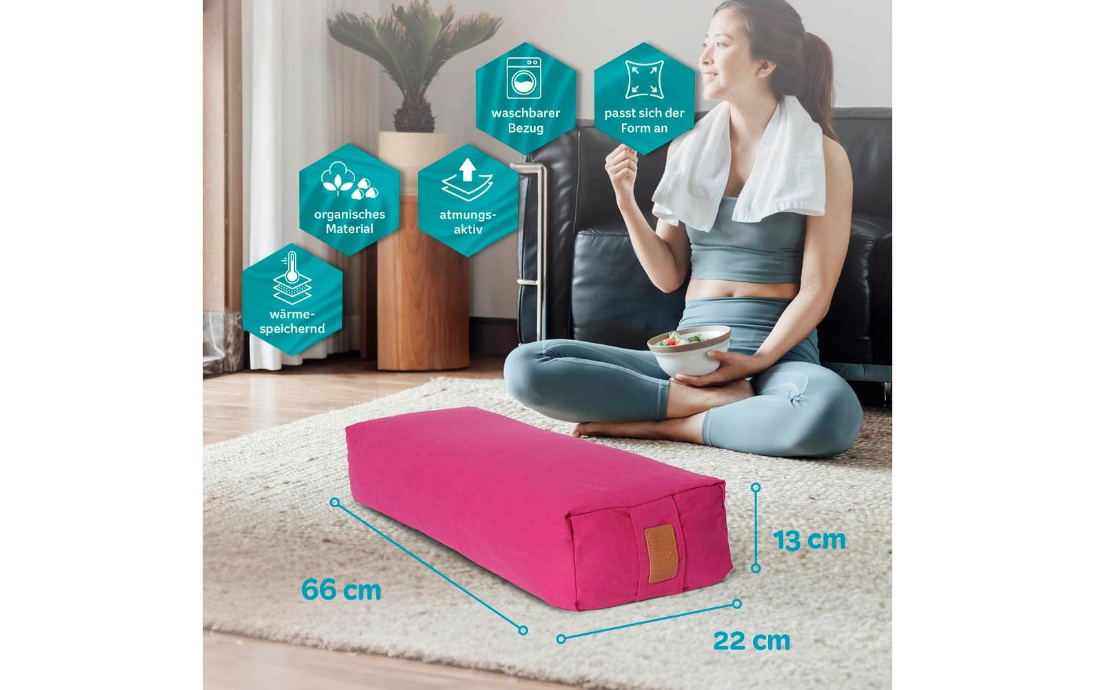 DoYourYoga Paravati Sitzkissen – 22 × 67 × 13 cm, Baumwolle, Pink