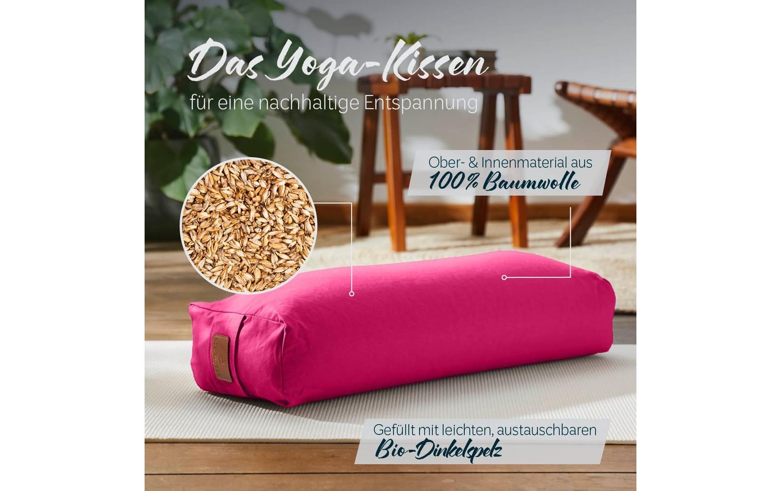 DoYourYoga Paravati Sitzkissen – 22 × 67 × 13 cm, Baumwolle, Pink