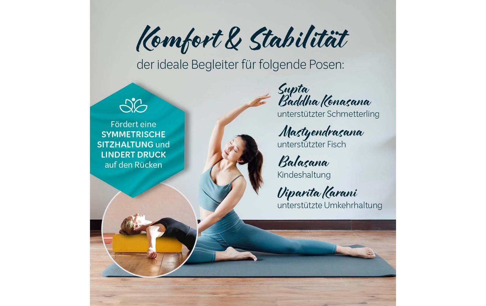 DoYourYoga Vishnu Yogabolster Kissen – 22 × 67 × 13 cm, Baumwolle, Gelb