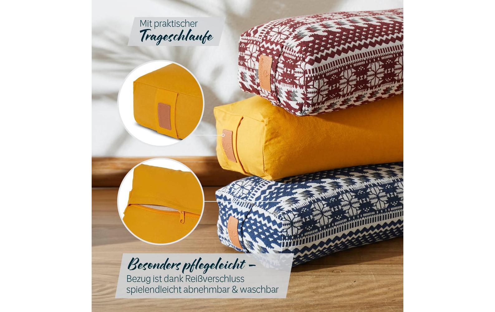 DoYourYoga Vishnu Yogabolster Kissen – 22 × 67 × 13 cm, Baumwolle, Gelb