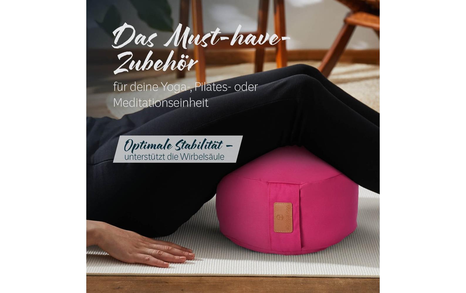 DoYourYoga Vishnu Zylinder Sitzkissen – 30 × 30 × 15 cm, Baumwolle, Pink