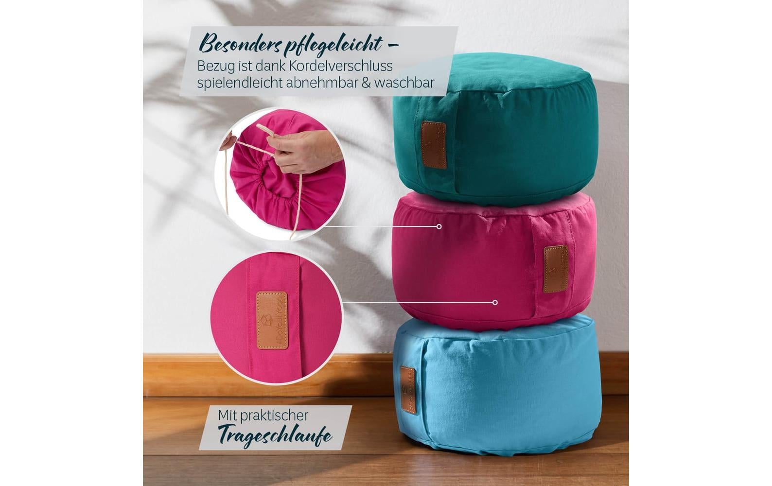 DoYourYoga Vishnu Zylinder Sitzkissen – 30 × 30 × 15 cm, Baumwolle, Pink