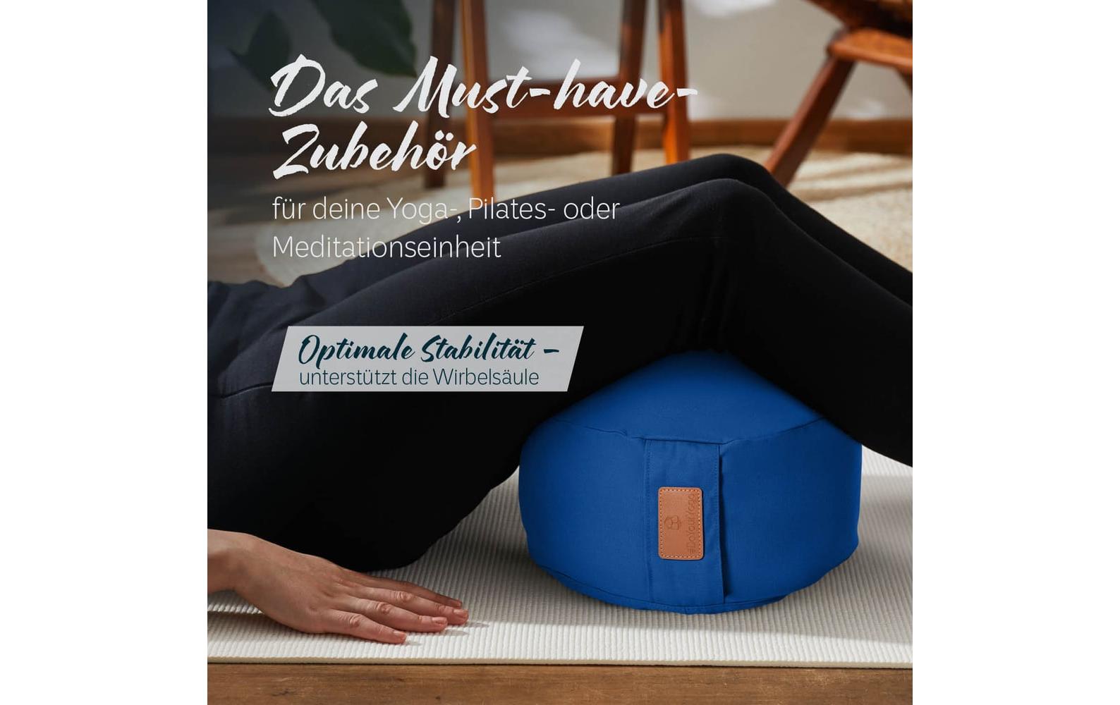 DoYourYoga Yogabolster Vishnu Zylinder Kissen – 30 × 30 × 15 cm, Baumwolle, Dunkelblau