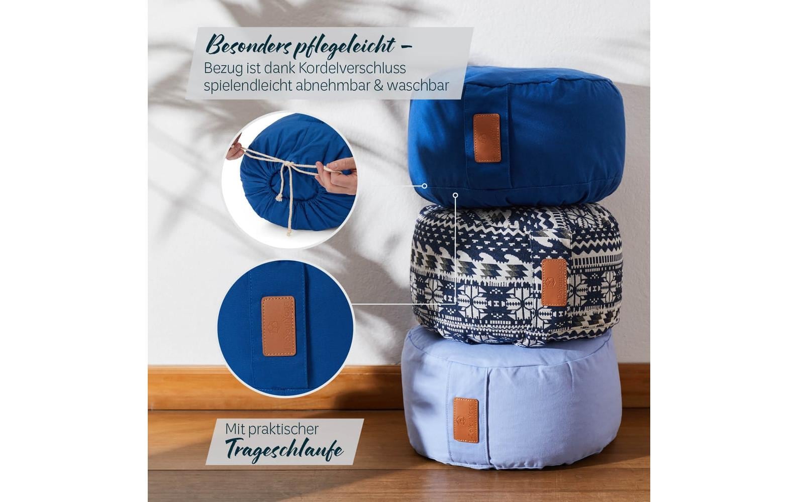 DoYourYoga Yogabolster Vishnu Zylinder Kissen – 30 × 30 × 15 cm, Baumwolle, Dunkelblau