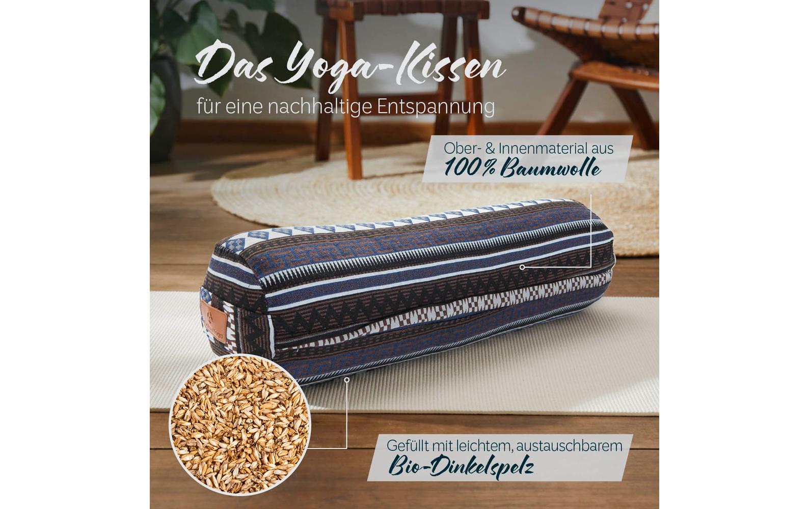 DoYourYoga Yogabolster Tarik – 22 × 68 × 22 cm, Viskose/Polyester/Baumwolle, Mehrfarbig, 1 Stk.