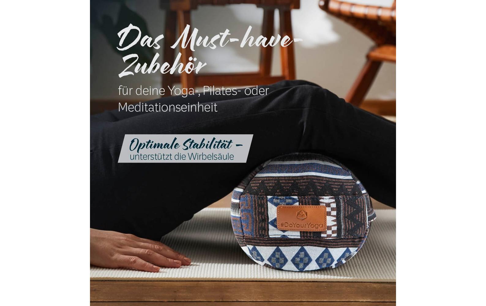 DoYourYoga Yogabolster Tarik – 22 × 68 × 22 cm, Viskose/Polyester/Baumwolle, Mehrfarbig, 1 Stk.