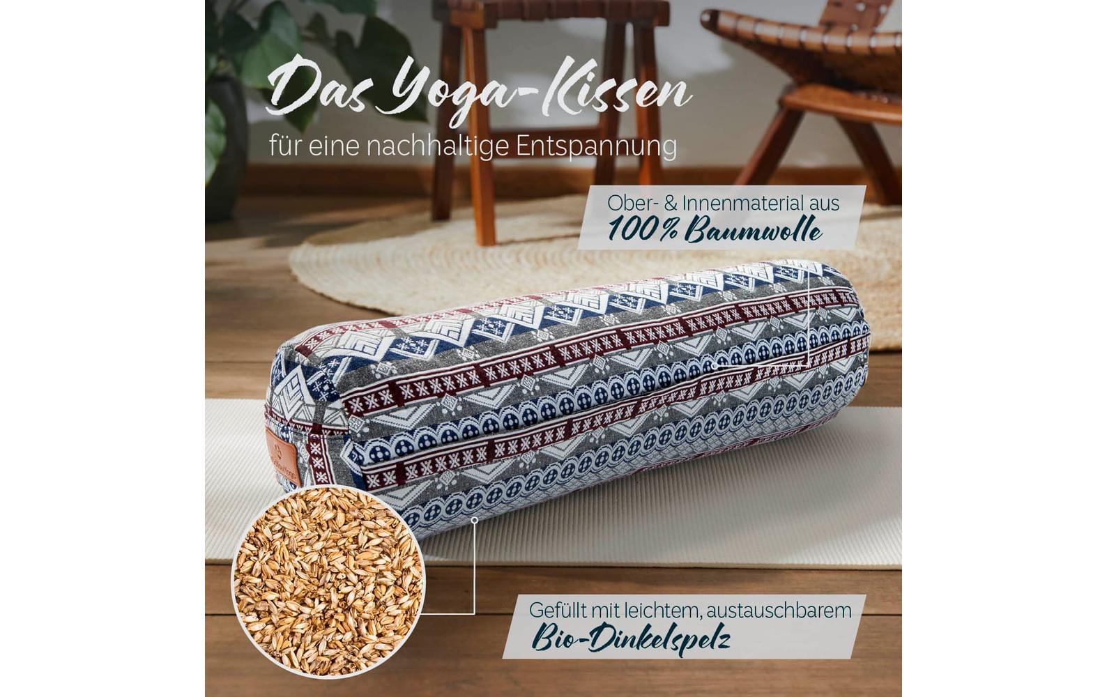 DoYourYoga Tarik Yogabolster Rolle – 22 × 68 × 13 cm, Viskose/Polyester/Baumwolle, Mehrfarbig