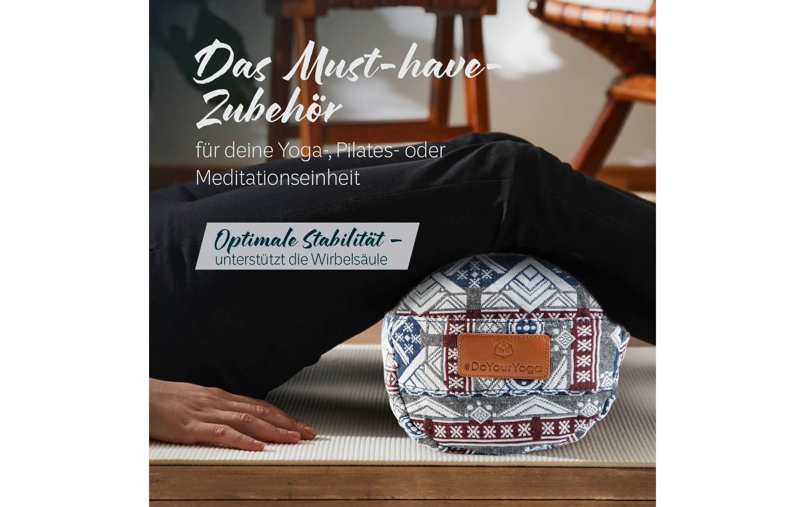 DoYourYoga Tarik Yogabolster Rolle – 22 × 68 × 13 cm, Viskose/Polyester/Baumwolle, Mehrfarbig