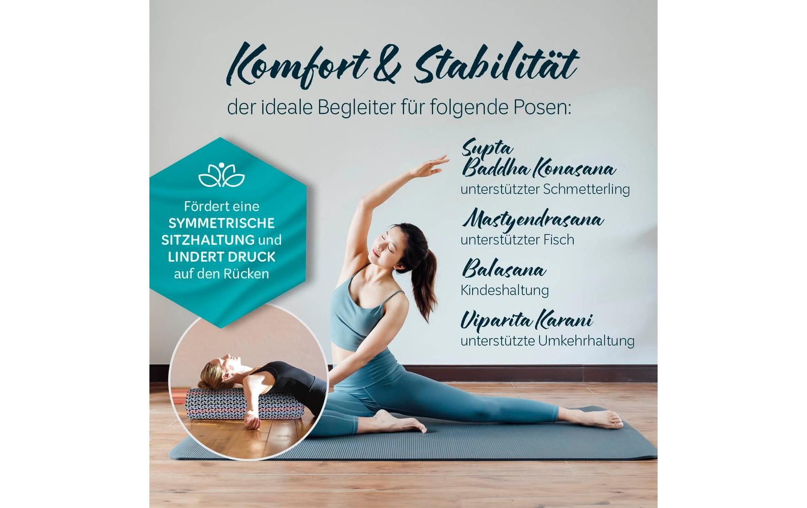 DoYourYoga – Yogabolster Tarik Rolle – Dinkelspelz-Füllung, Viskose/Polyester/Baumwolle, Mehrfarbig