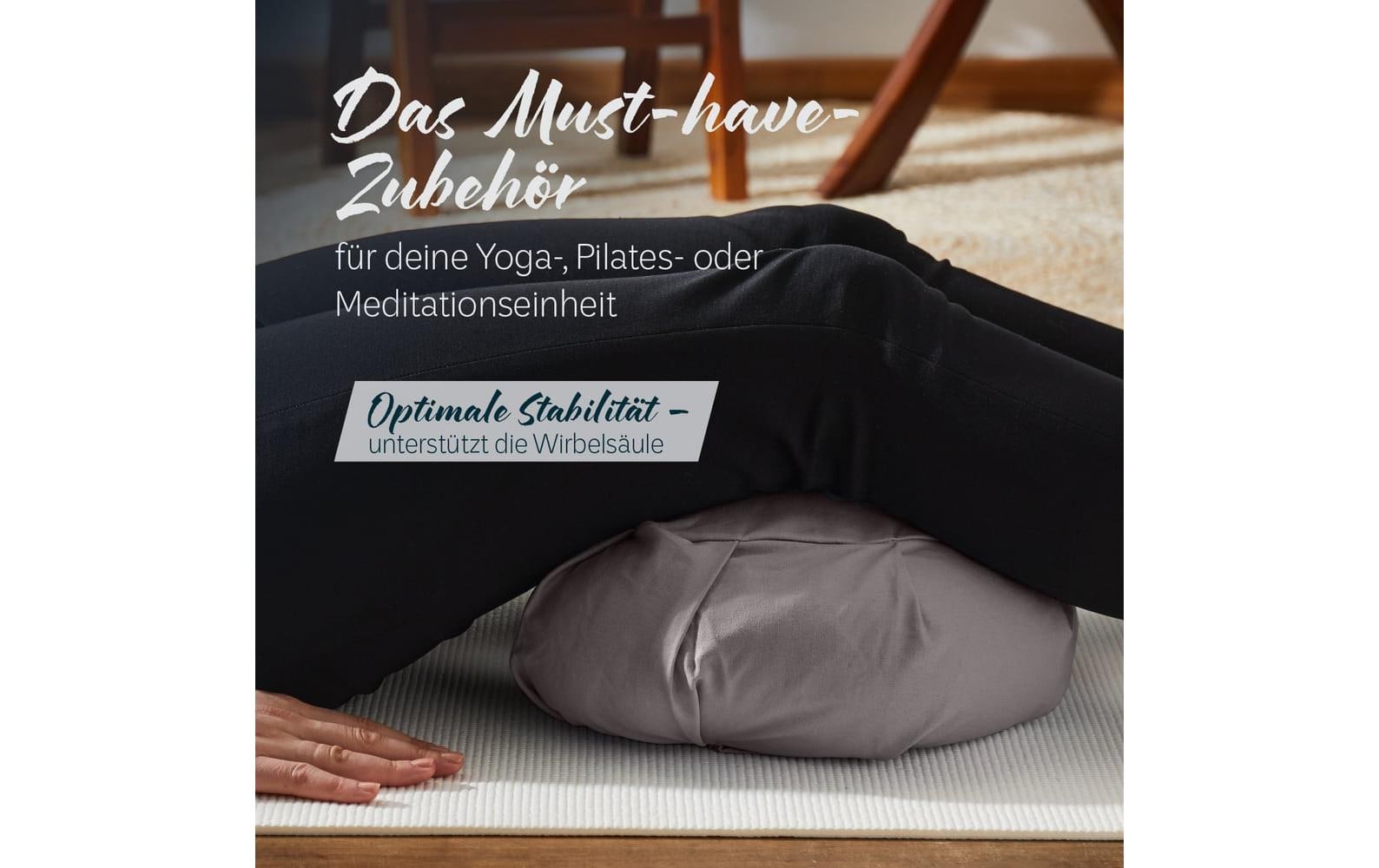 DoYourYoga Ganesh Halbmond Kissen – 22,0 × 68,0 × 22,0 cm, Baumwolle, Grau, 1 Stk.