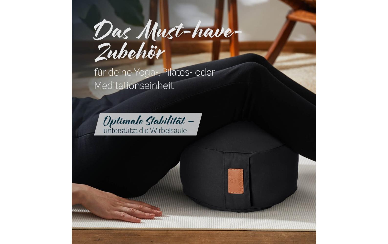 DoYourYoga Yogabolster Vishnu Zylinder – 30 × 30 × 15 cm, Baumwolle, schwarz, 1 Stk.