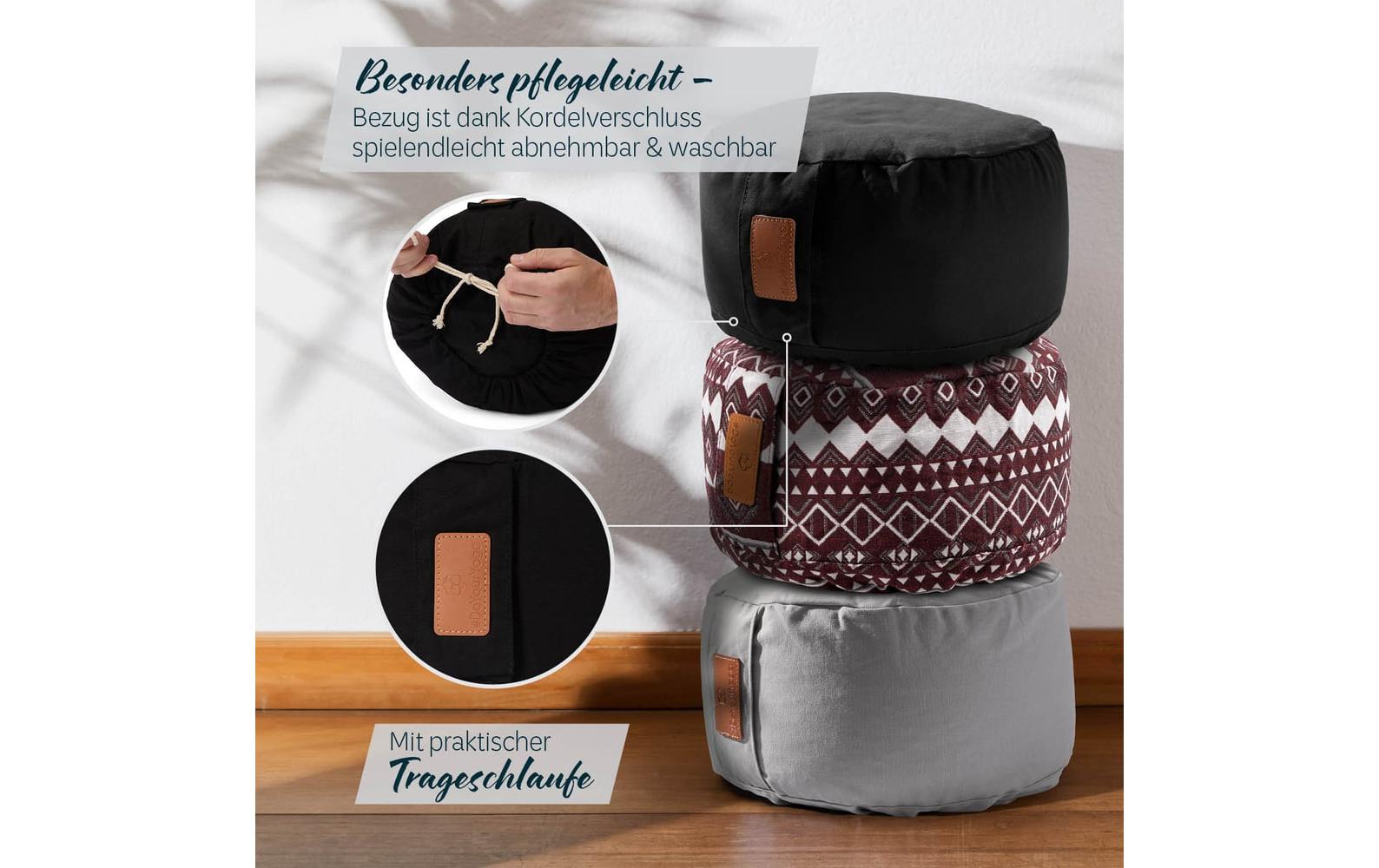 DoYourYoga Yogabolster Vishnu Zylinder – 30 × 30 × 15 cm, Baumwolle, schwarz, 1 Stk.