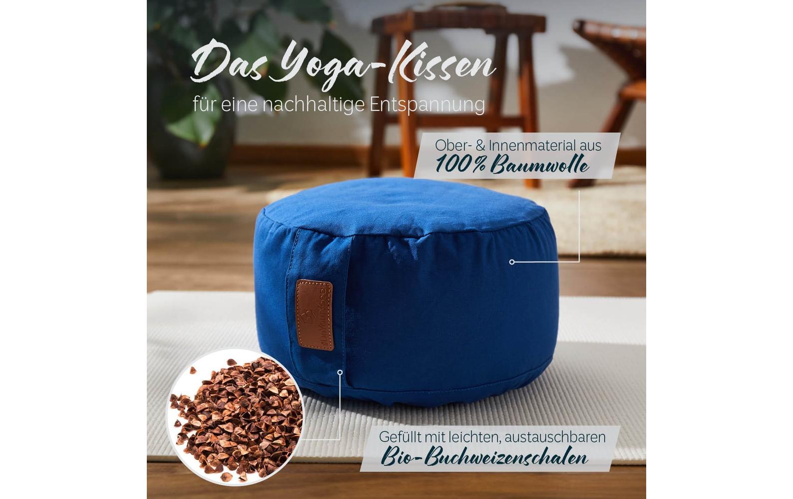 DoYourYoga Yogabolster Vishnu Zylinder Kissen – 30 × 30 × 15 cm, Baumwolle, Dunkelblau