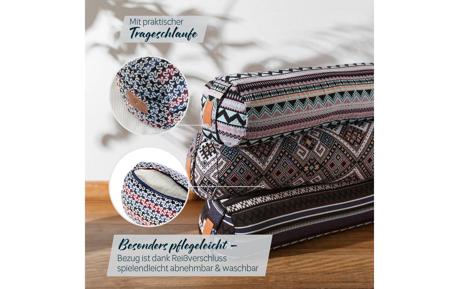 DoYourYoga Yogabolster Tarik Rolle – 22 × 68 × 22 cm, Viskose/Polyester/Baumwolle, Mehrfarbig