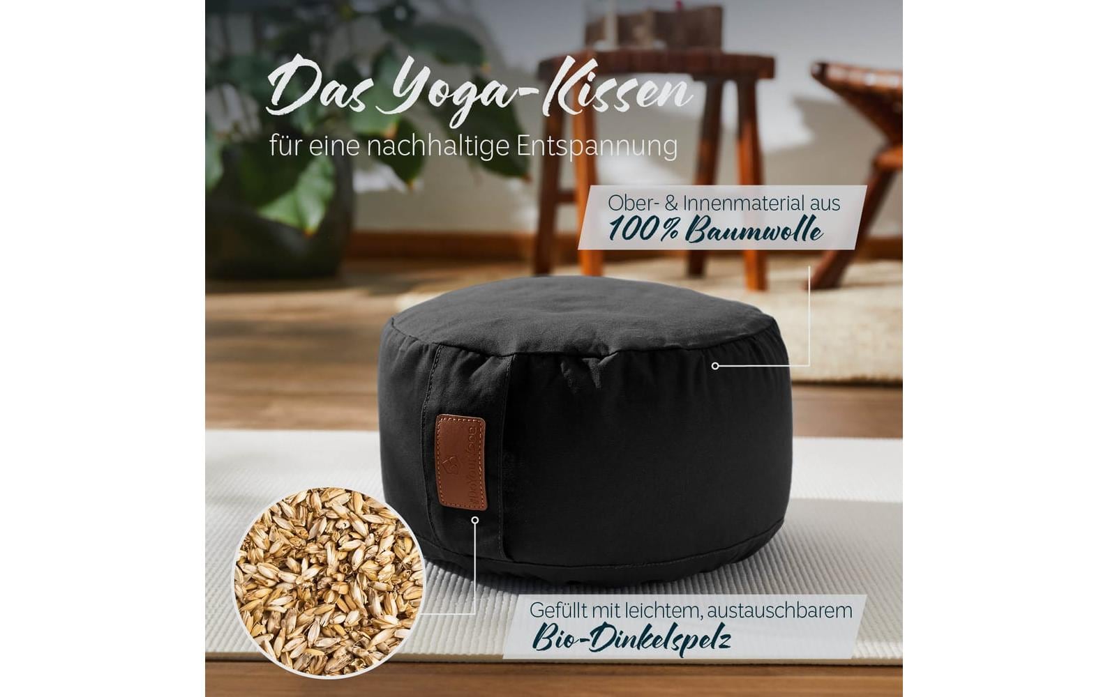 DoYourYoga Yogabolster Vishnu Zylinder – 30 × 30 × 15 cm, Baumwolle, schwarz, 1 Stk.