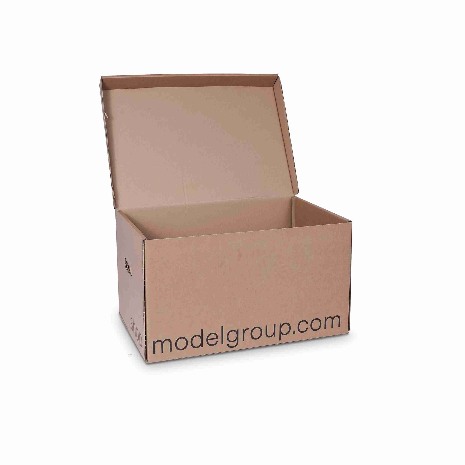Model Versandverpackung – 518 × 350 × 295 mm, braun, Grifflöcher, Deckel – 1 Palette (420 Stk.)