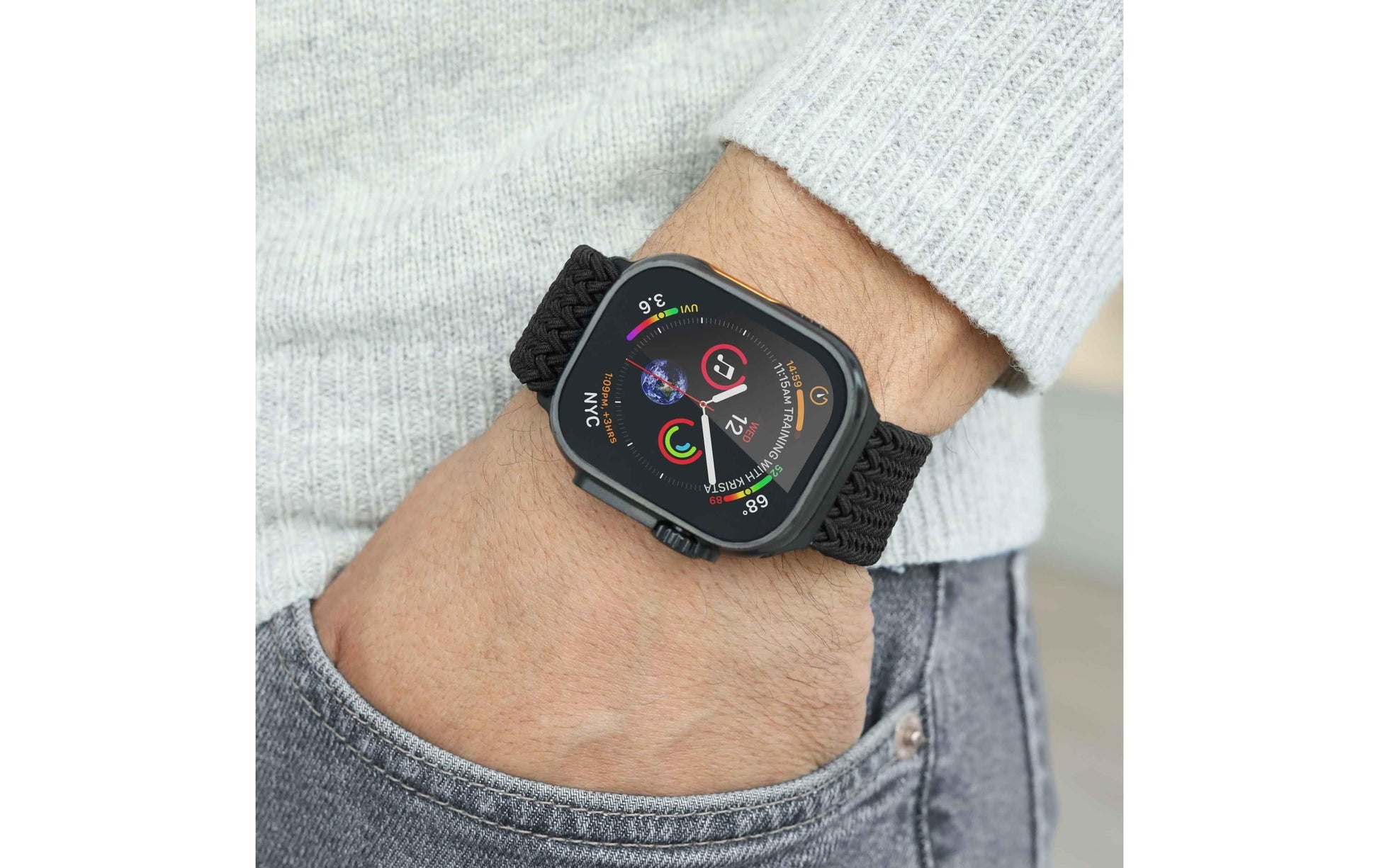 Vonmählen Woven Loop – Armband – für Apple Watch 40 mm, 41 mm, 42 mm, All Black, One Size, Nylon
