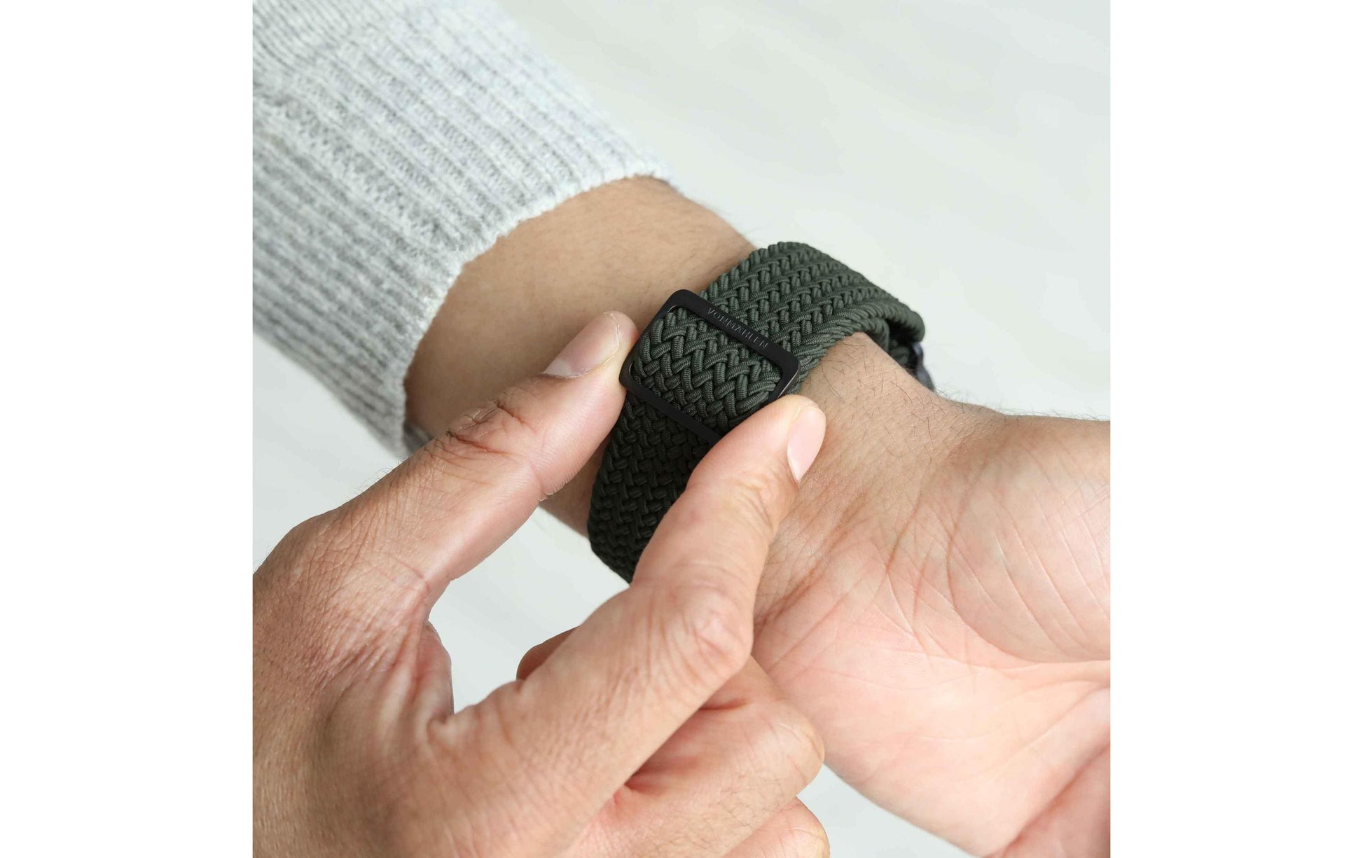 Vonmählen Woven Loop – Armband – für Apple Watch, Schwarz/Olive, One Size, Nylon