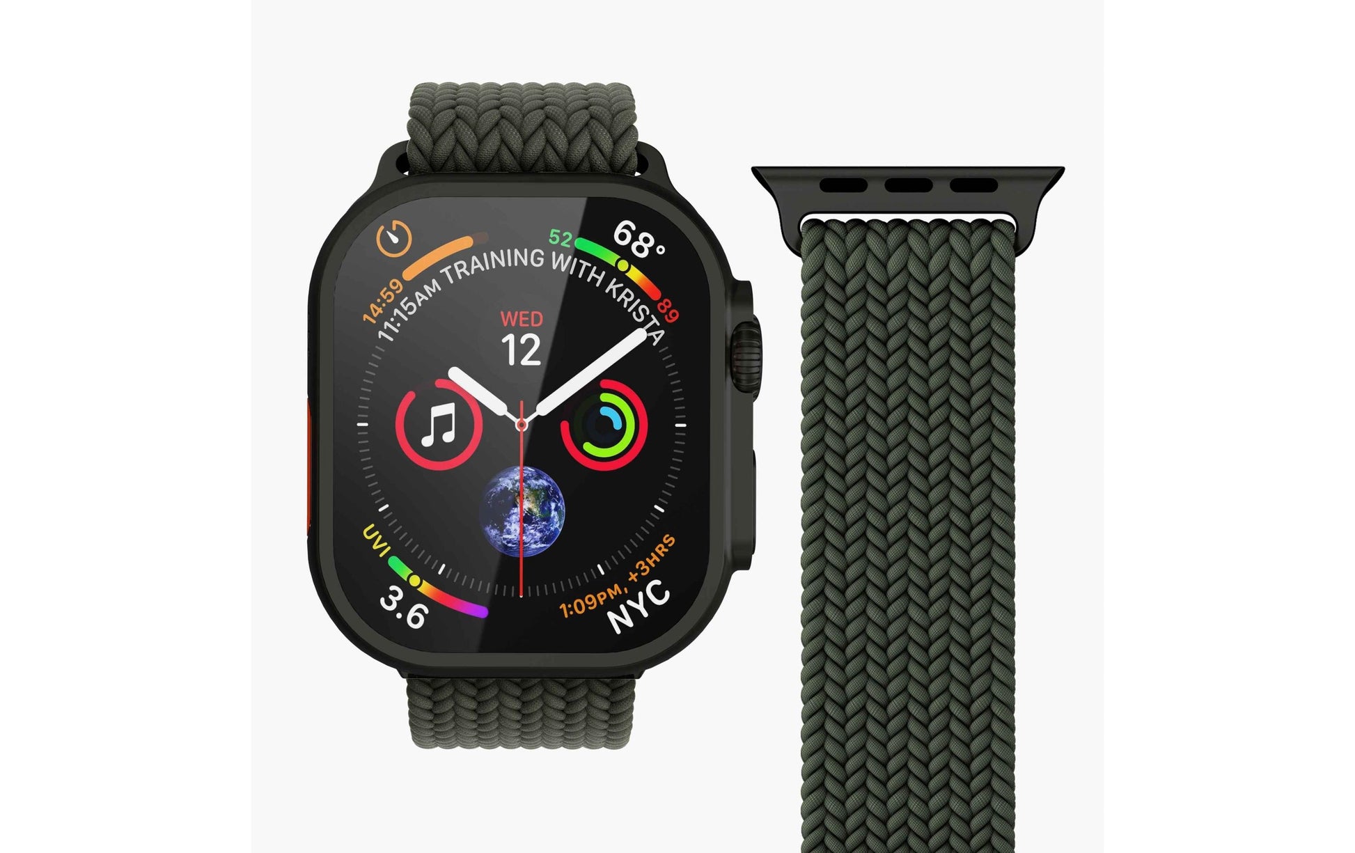 Vonmählen Woven Loop – Armband – für Apple Watch, Schwarz/Olive, One Size, Nylon