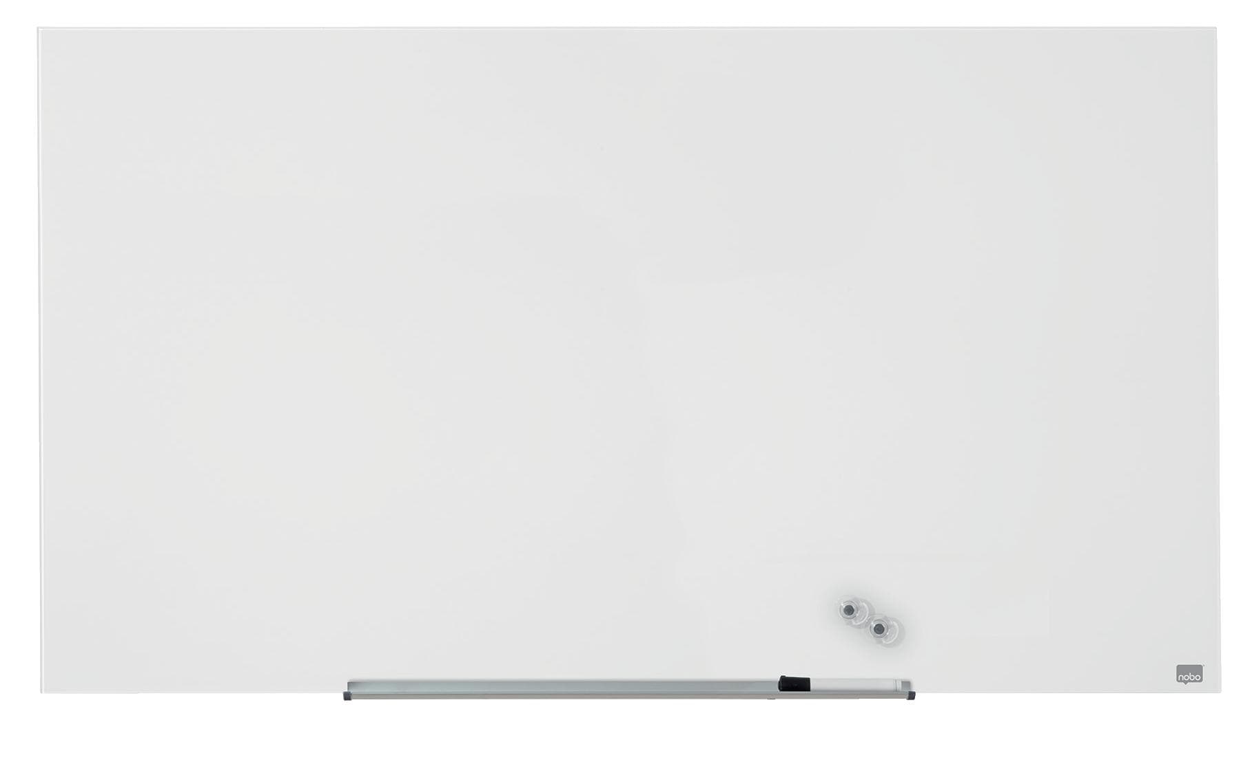 Nobo Whiteboard – 126 × 71 cm, Glas, magnetisch, Wandmontage, inkl. Stift, Magnete, Montagesatz