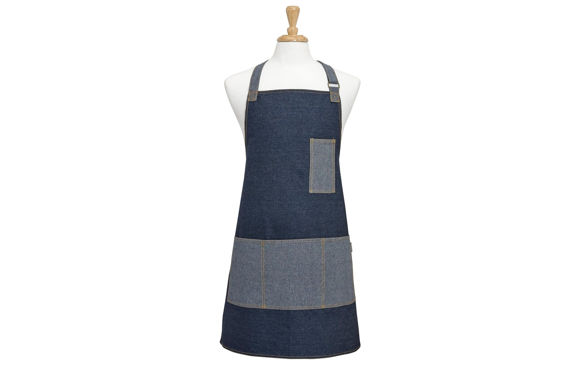 Ladelle Küchenschürze 70 × 80 cm, Baumwolle, Blau, mit Tasche