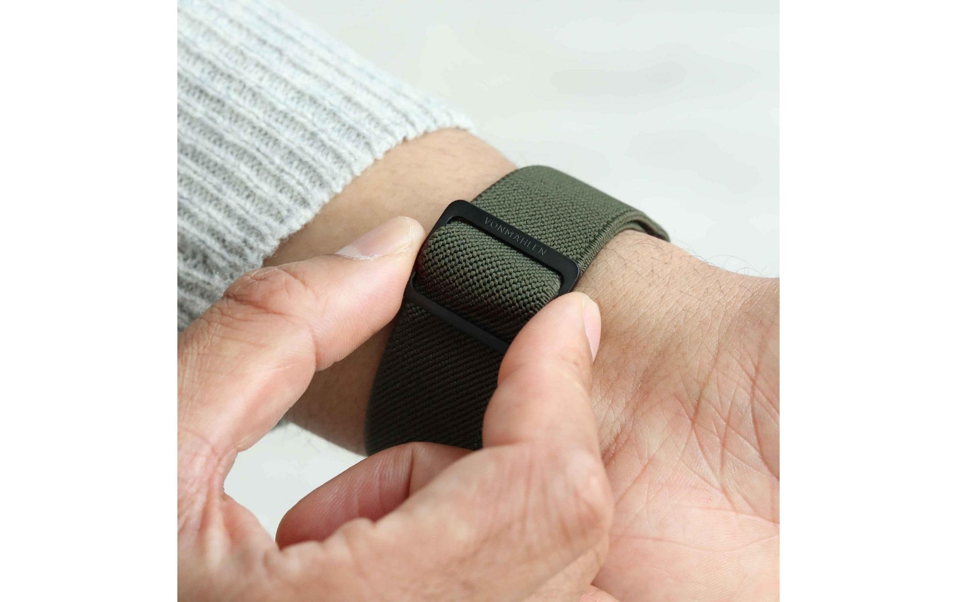 Vonmählen Classic Nylon Loop – Armband – für Apple Watch Ultra, Olive, Schwarz, One Size, Nylon