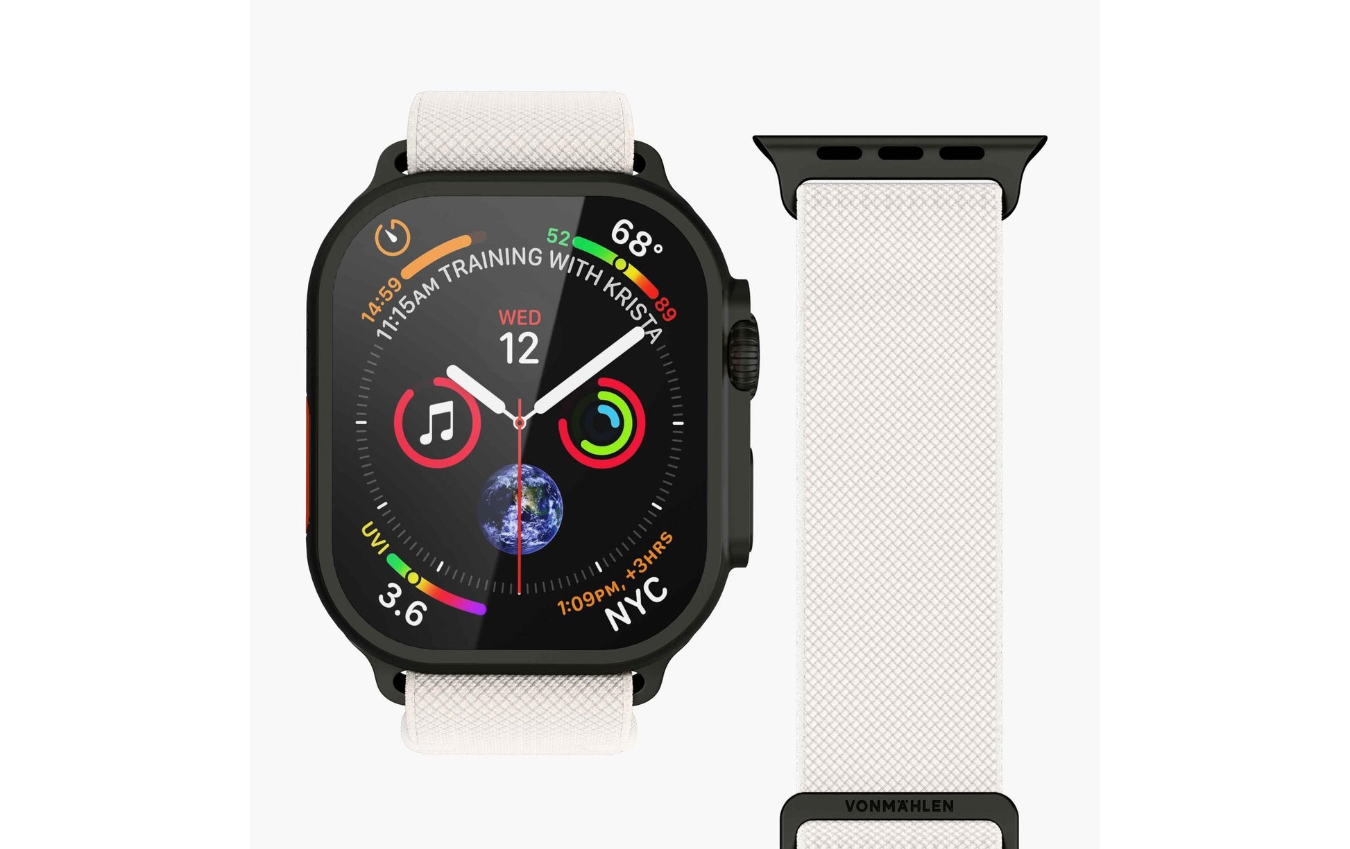 Vonmählen Classic Nylon Loop – Armband – für Apple Watch Ultra, Creme/Schwarz, One Size, Nylon