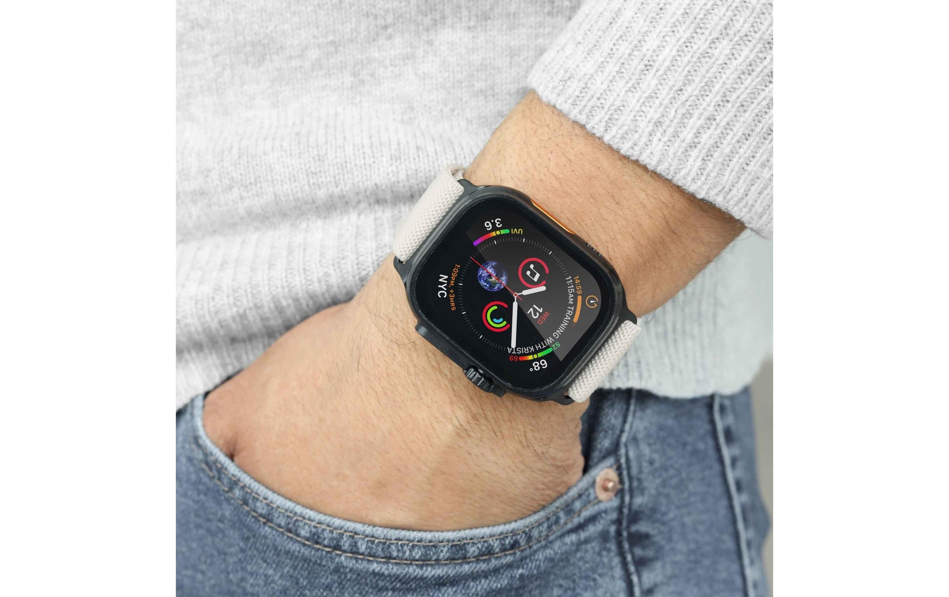 Vonmählen Classic Nylon Loop – Armband – für Apple Watch Ultra – Creme/Schwarz, One Size, Nylon