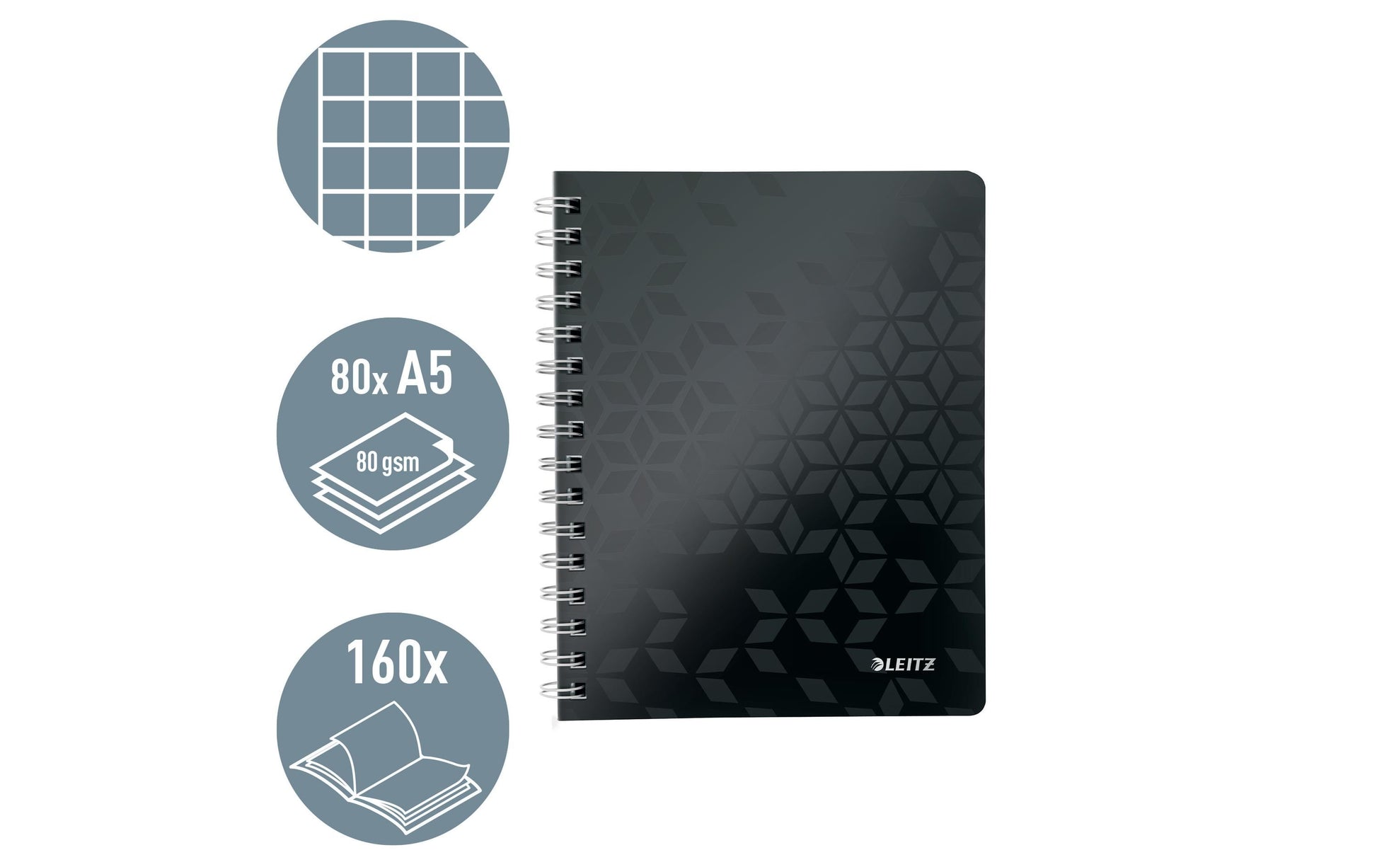 Leitz Notizbuch WOW A5, 80 Seiten – schwarz