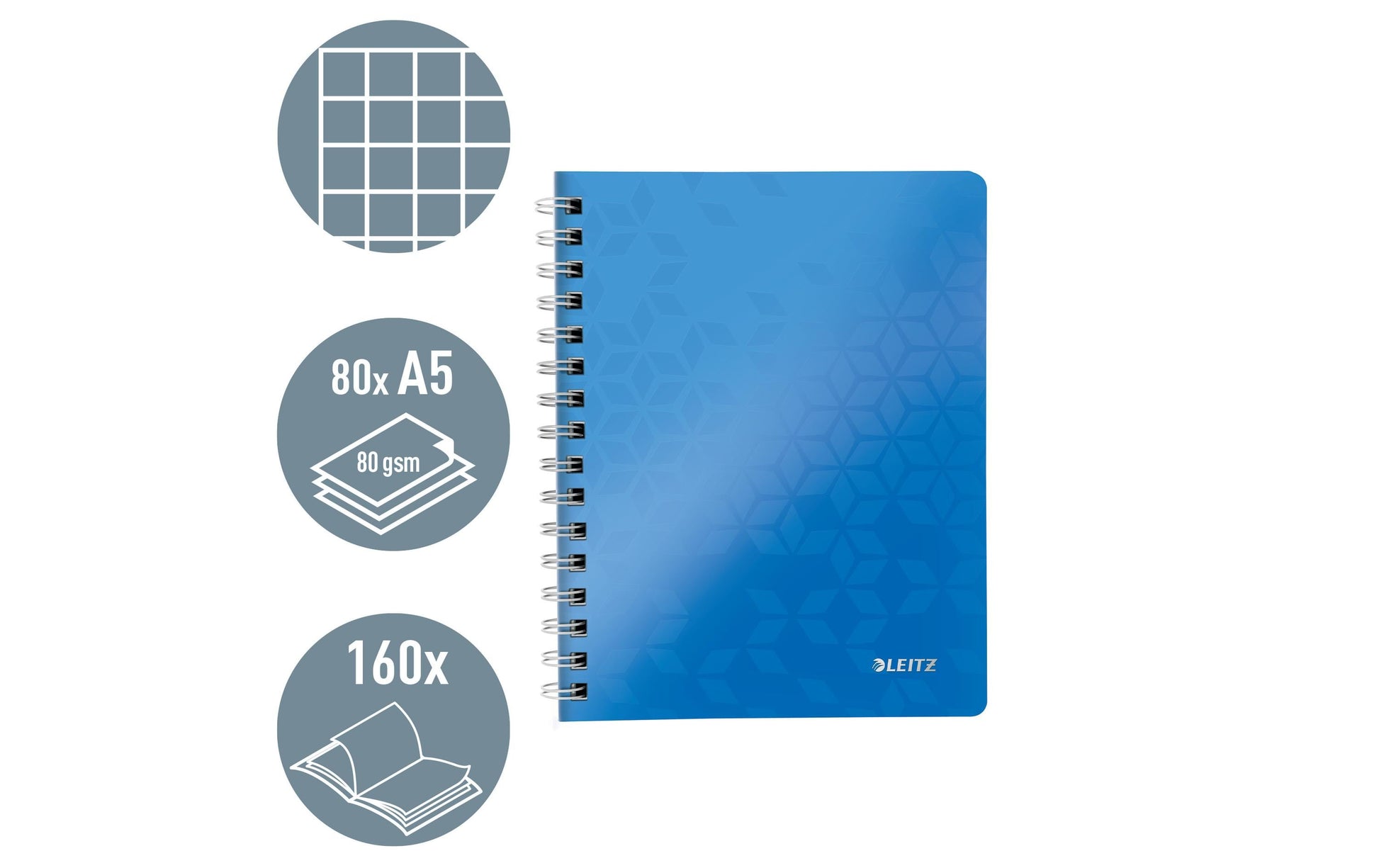 Leitz Notizbuch WOW, A5, 80 Seiten – blau