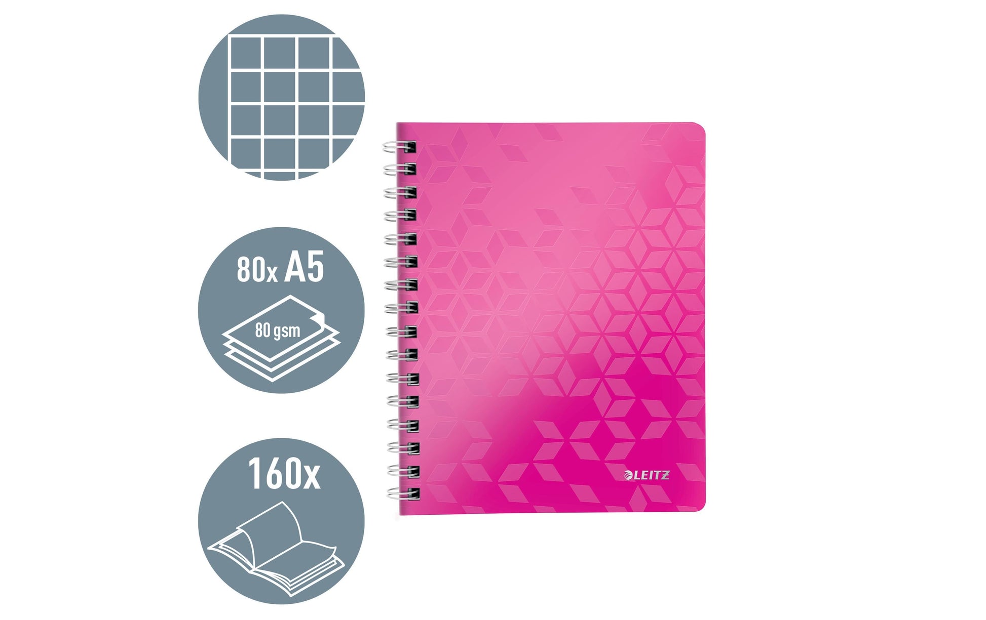 Leitz Notizbuch A5, 80 Seiten – pink