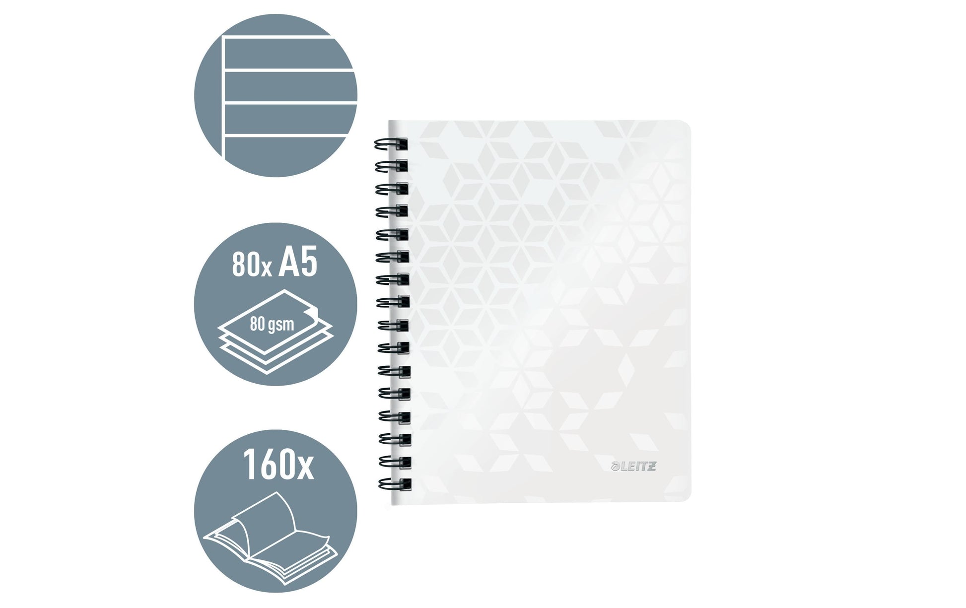 Leitz Notizbuch, A5, 80 Seiten – weiss