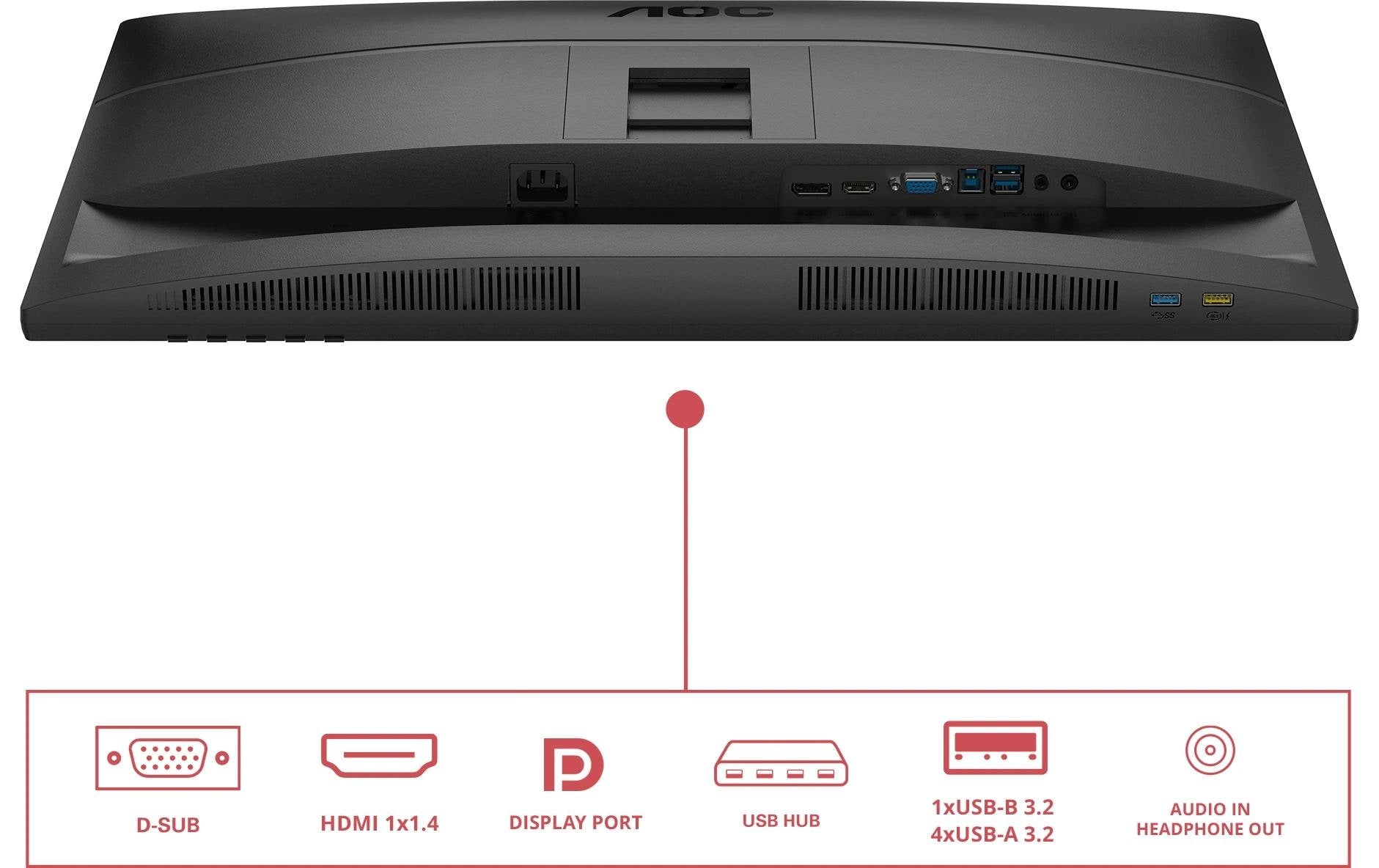 AOC 27E4U – Monitor, 27", IPS, 120 Hz, 300 cd/m², USB-Hub, Integrierte Lautsprecher, VESA 100 × 100, Schwarz