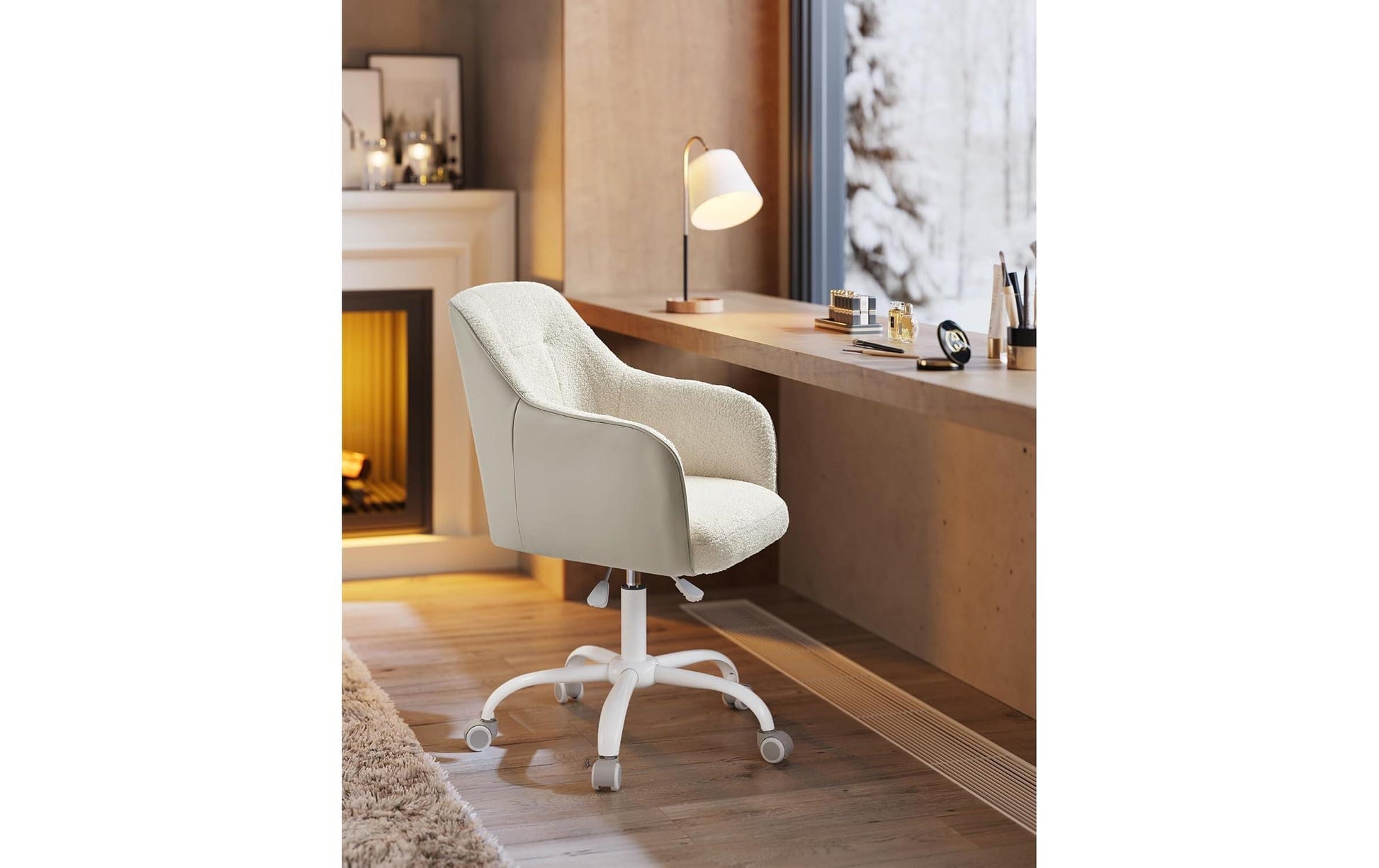 Songmics Bürostuhl Capuccino – 58 × 60,8 × 86–96 cm, beige/hellbeige