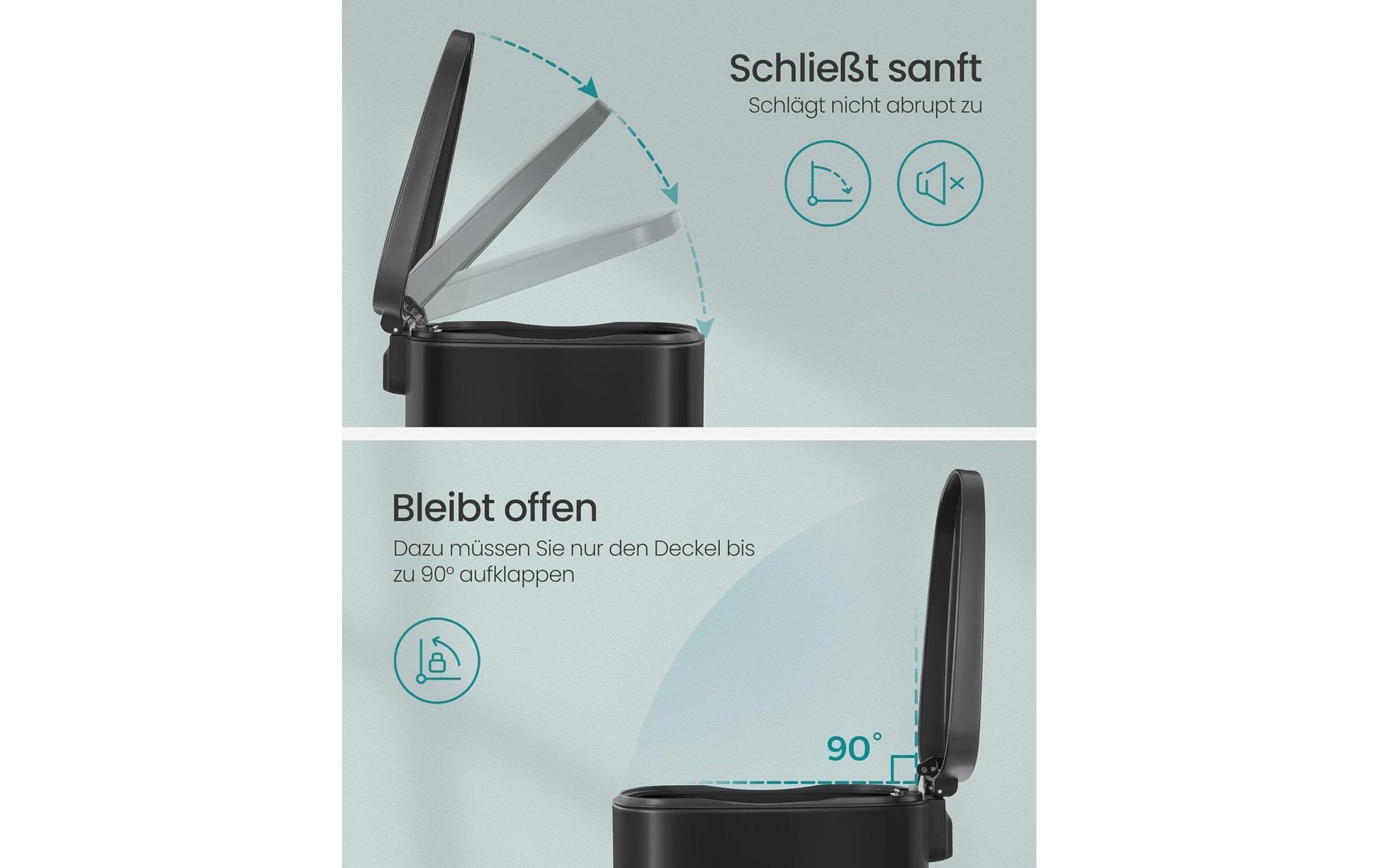 Songmics Treteimer – 50 l – Kunststoff/Stahl, rechteckig – schwarz