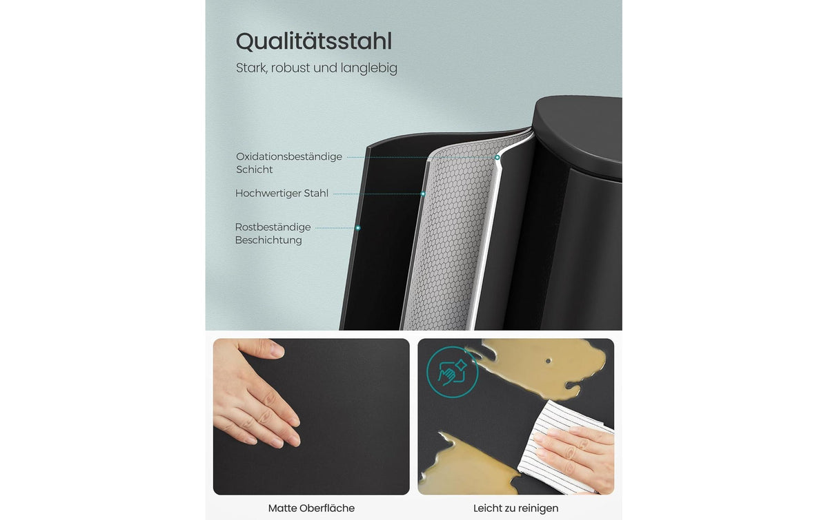 Songmics Treteimer – 50 l – Kunststoff/Stahl, rechteckig – schwarz