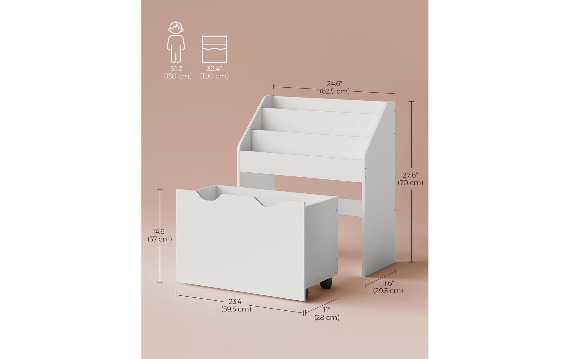 Songmics Bürowagen GKR041W10 – freistehend – 3 Böden – 62,5 × 29,5 × 70,2 cm – weiss – MDF