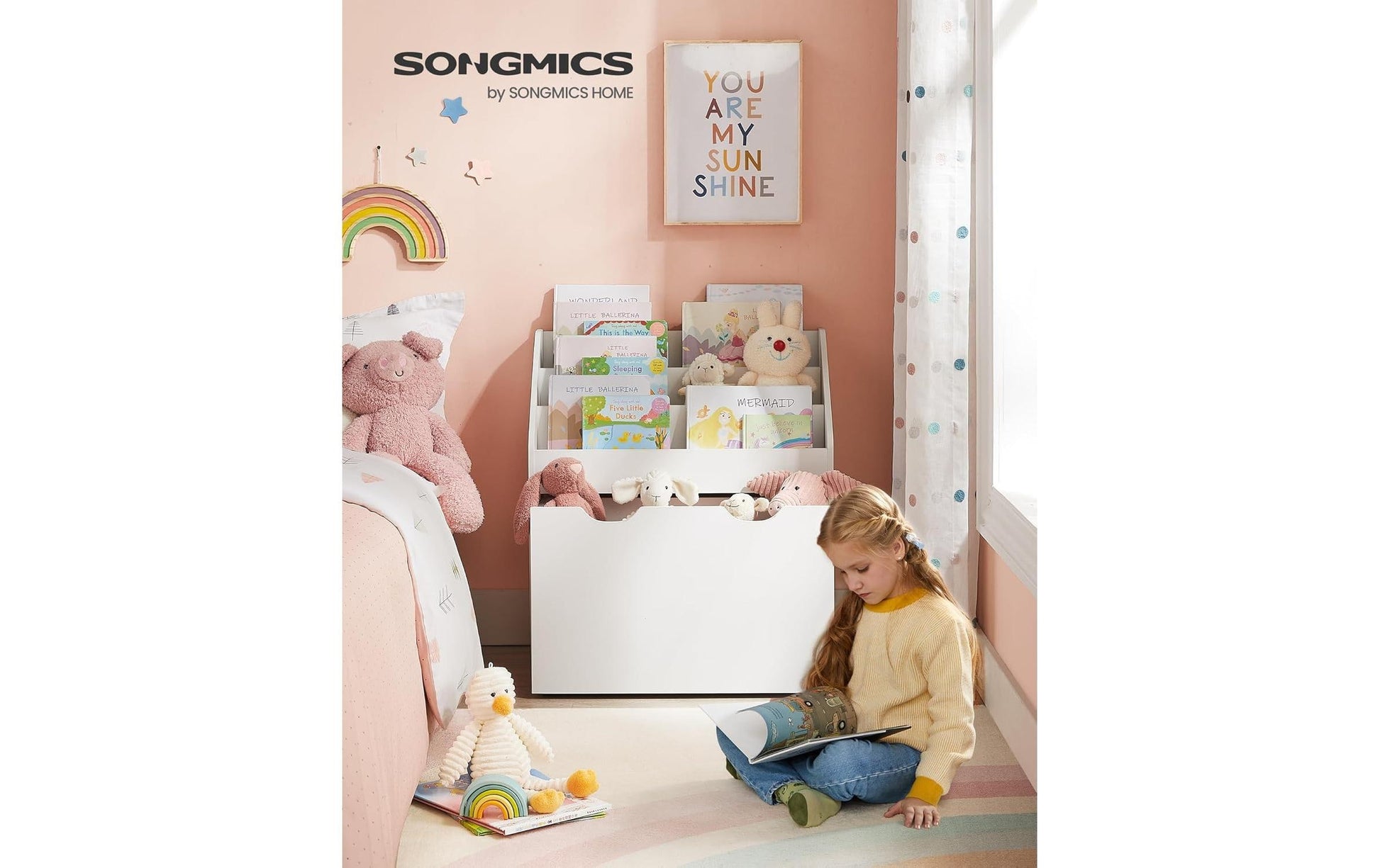 Songmics Bürowagen GKR041W10 – freistehend – 3 Böden – 62,5 × 29,5 × 70,2 cm – weiss – MDF